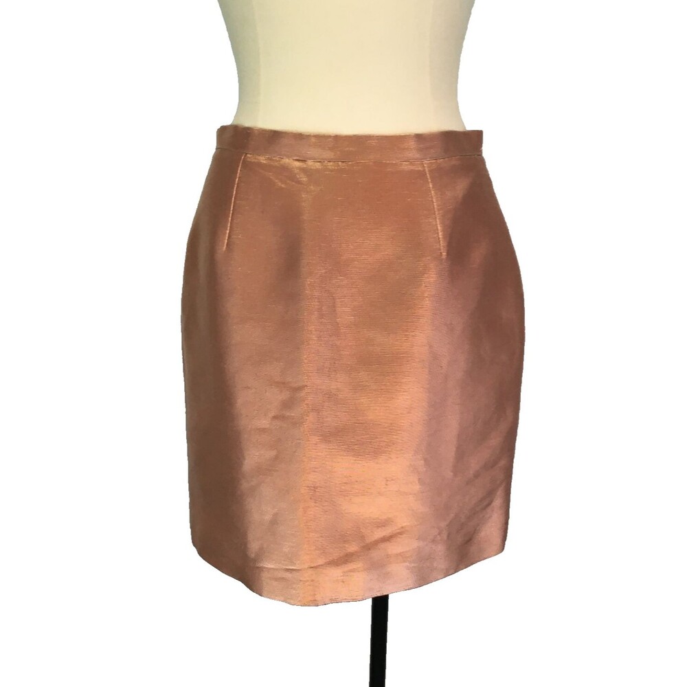 Reiss Copper Metallic Short Straight Pencil Skirt, sz 12, 30 Waist, 19 Length